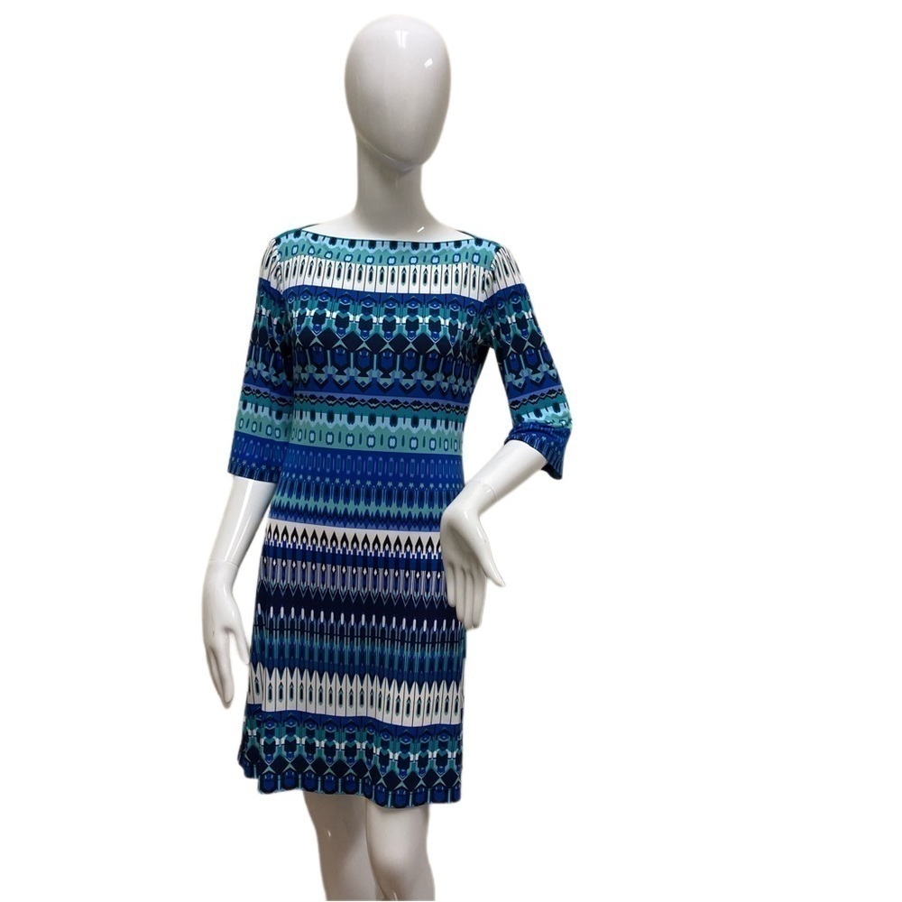 Donna Morgan Women's Size 2 Casual Dress Blue pattern